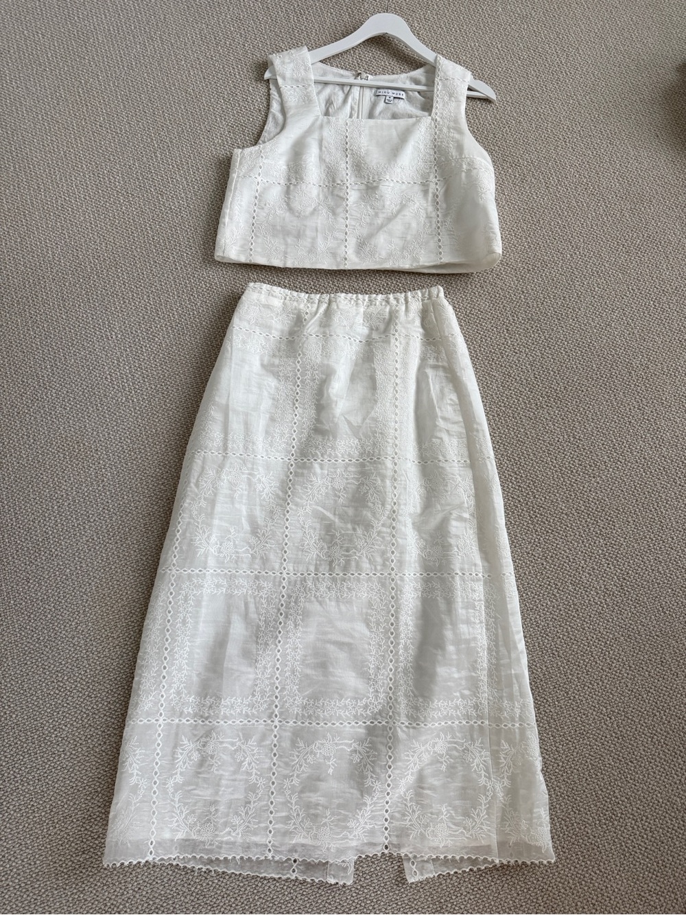 Women’s Cream Embroidered Midi Dress Set, M by Miou Muse. - Picture 1 of 1